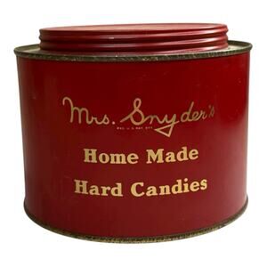RARE Antique Mrs. Synder's Homemade Hard Candies Round Tin Chicago Fannie May